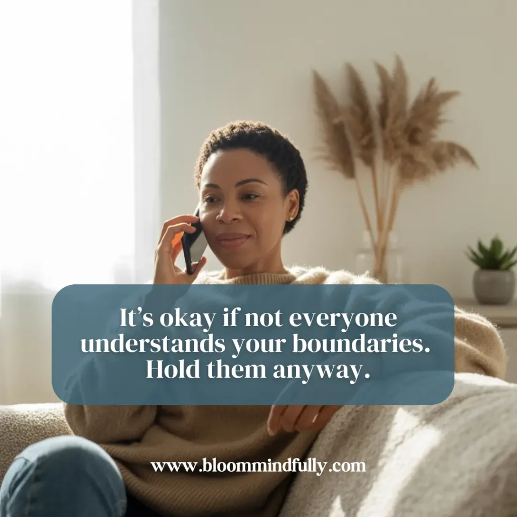 Mom entrepreneur practicing how to set boundaries and protect your time and energy while setting boundaries without guilt.