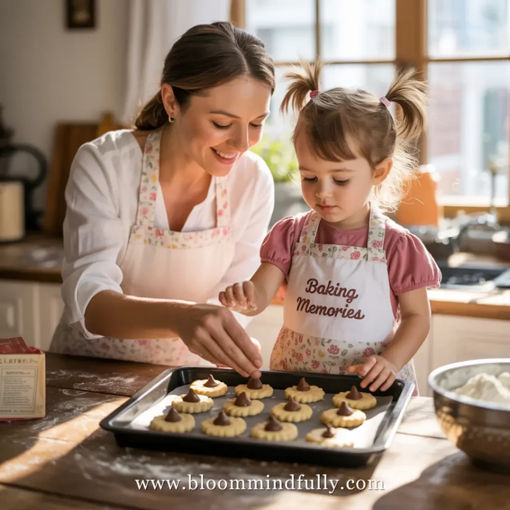 Time abundance mindset in action with mom and daughter joyfully baking cookies together, creating meaningful moments.